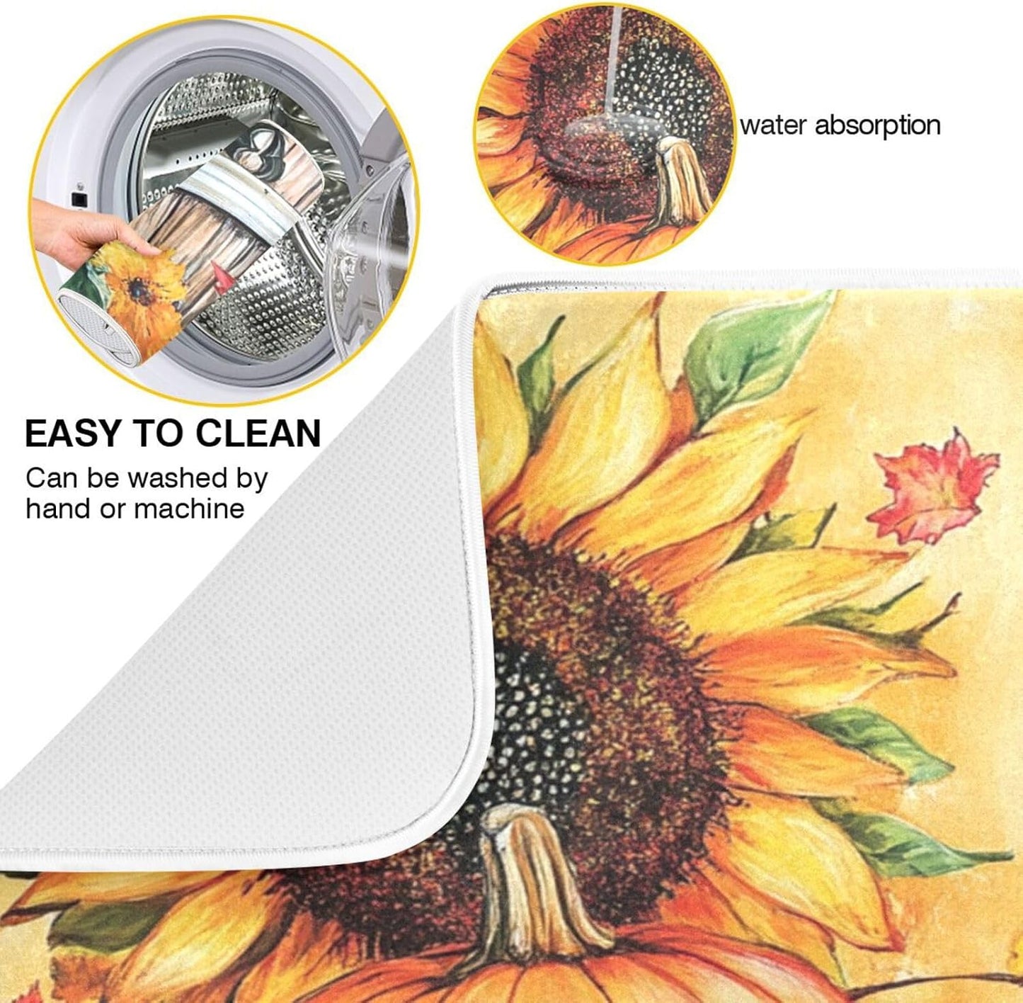 Tapete escurridor cocina microfibra otoño girasoles