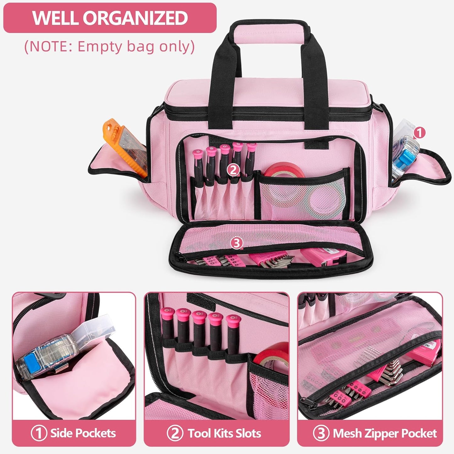 Bolsa herramientas mujer antifricción táctica rosa
