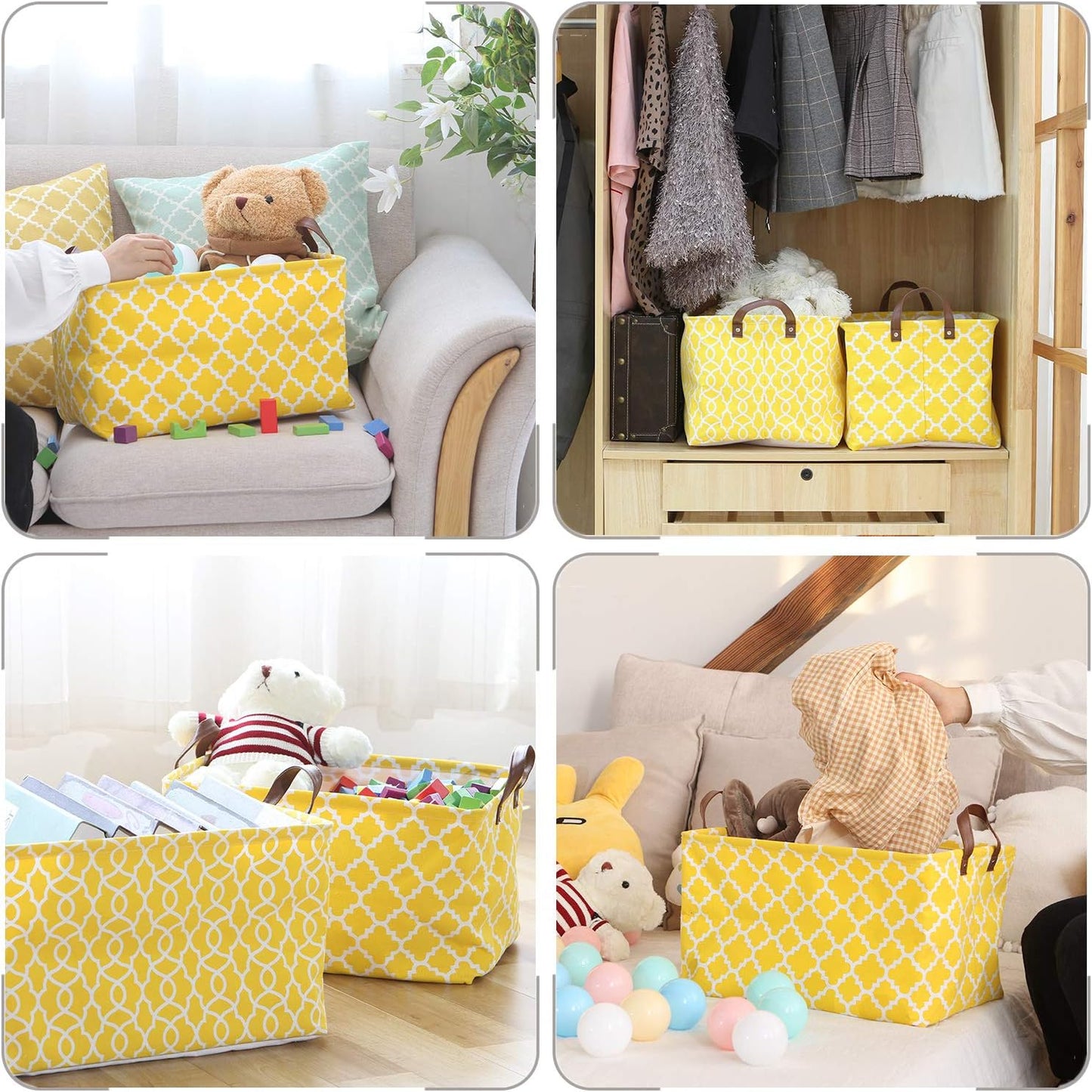 Canasta almacenamiento plegable 16.5x11.8" amarillo