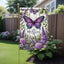 Banderas jardín mariposas moradas 12x18" doble cara