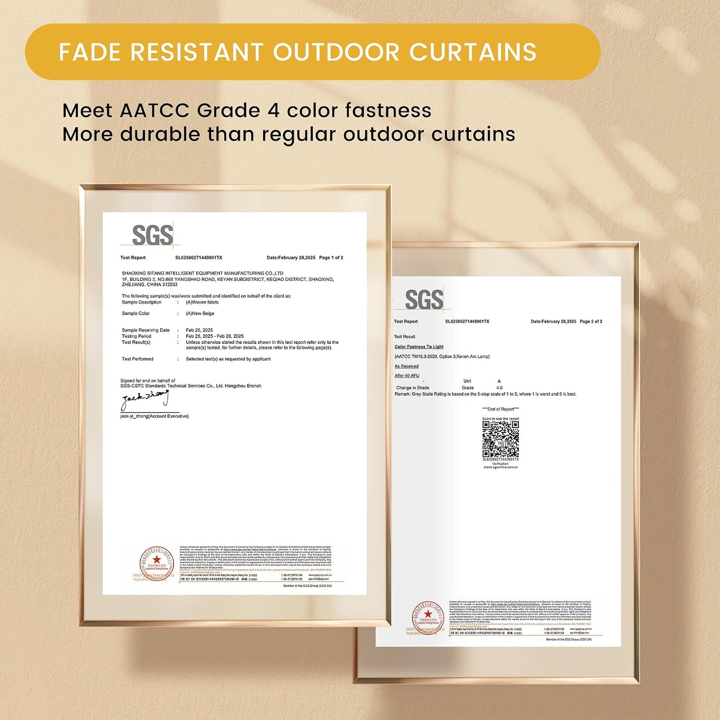 2 Cortinas impermeables patio 52x96" beige biscotti
