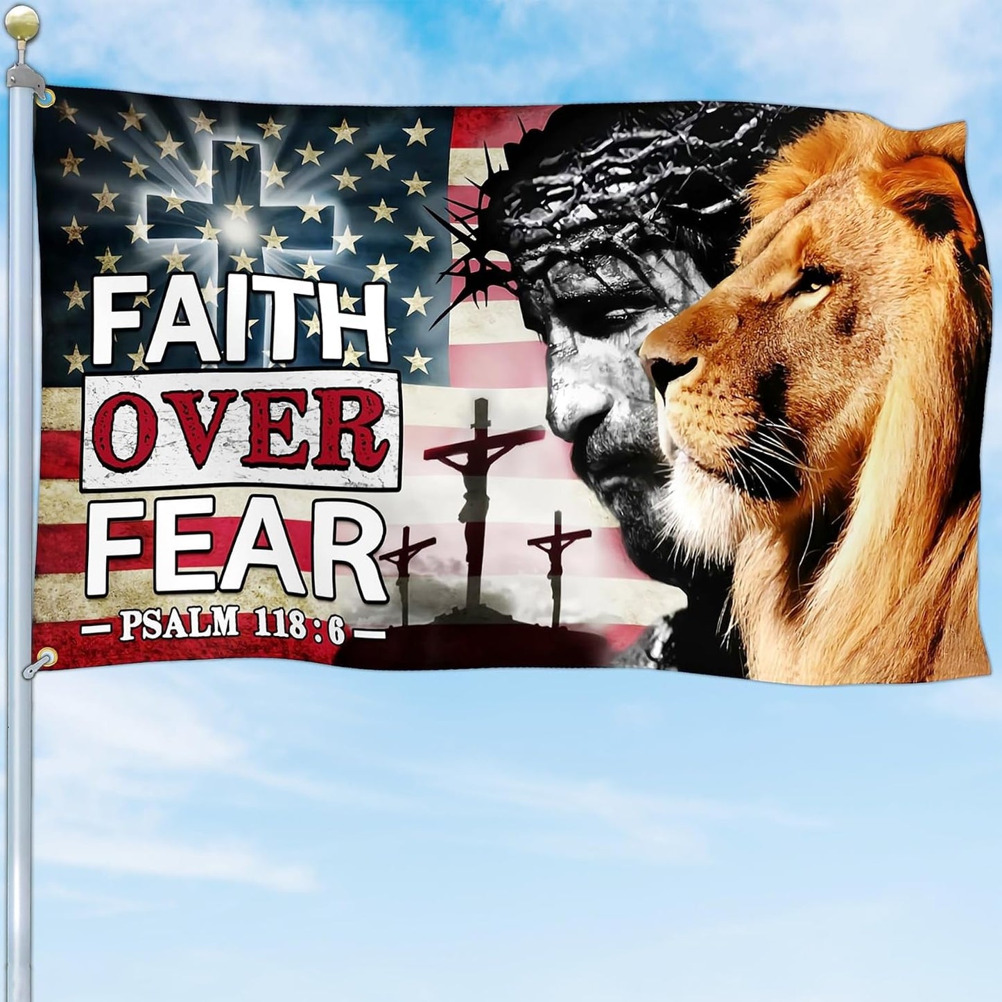 Bandera doble cara Dios Jesús 3x5 para exteriores Pascua