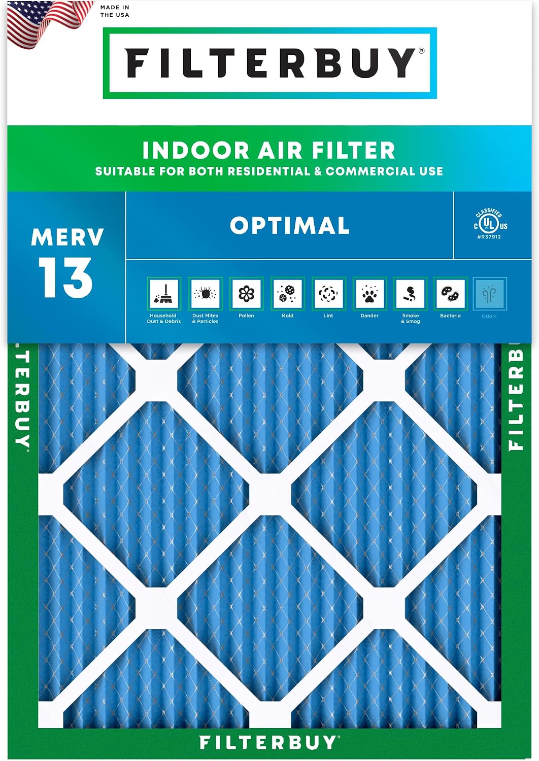 Filtro aire 14x20x1 MERV 13 contra humo alergias plisado HVAC