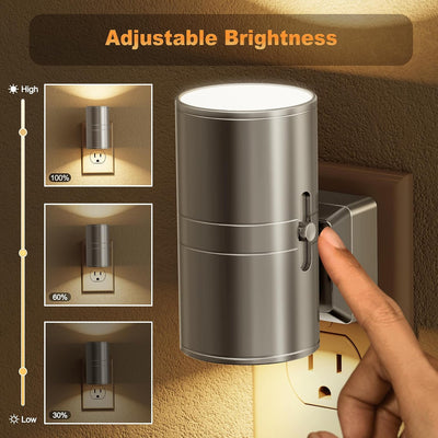 2 Luces Nocturnas LED Regulables con Sensor 3000K