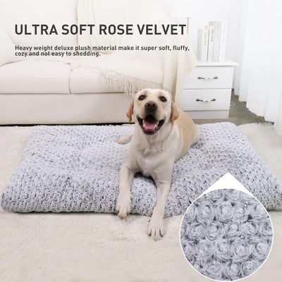 Cama perro grande antideslizante felpa 36x27pulg gris