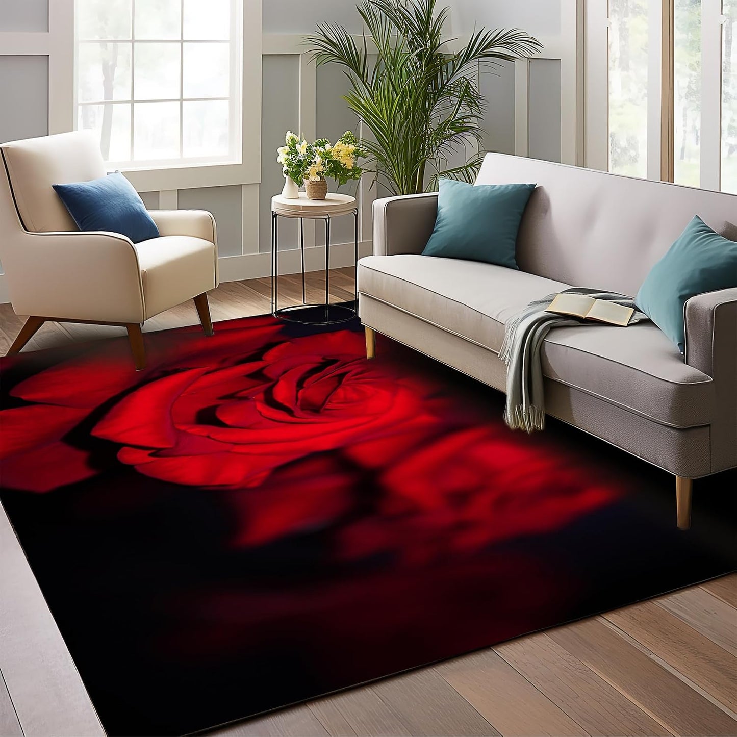 Alfombra sala dormitorio 1,52x2,13m antiderrap roja