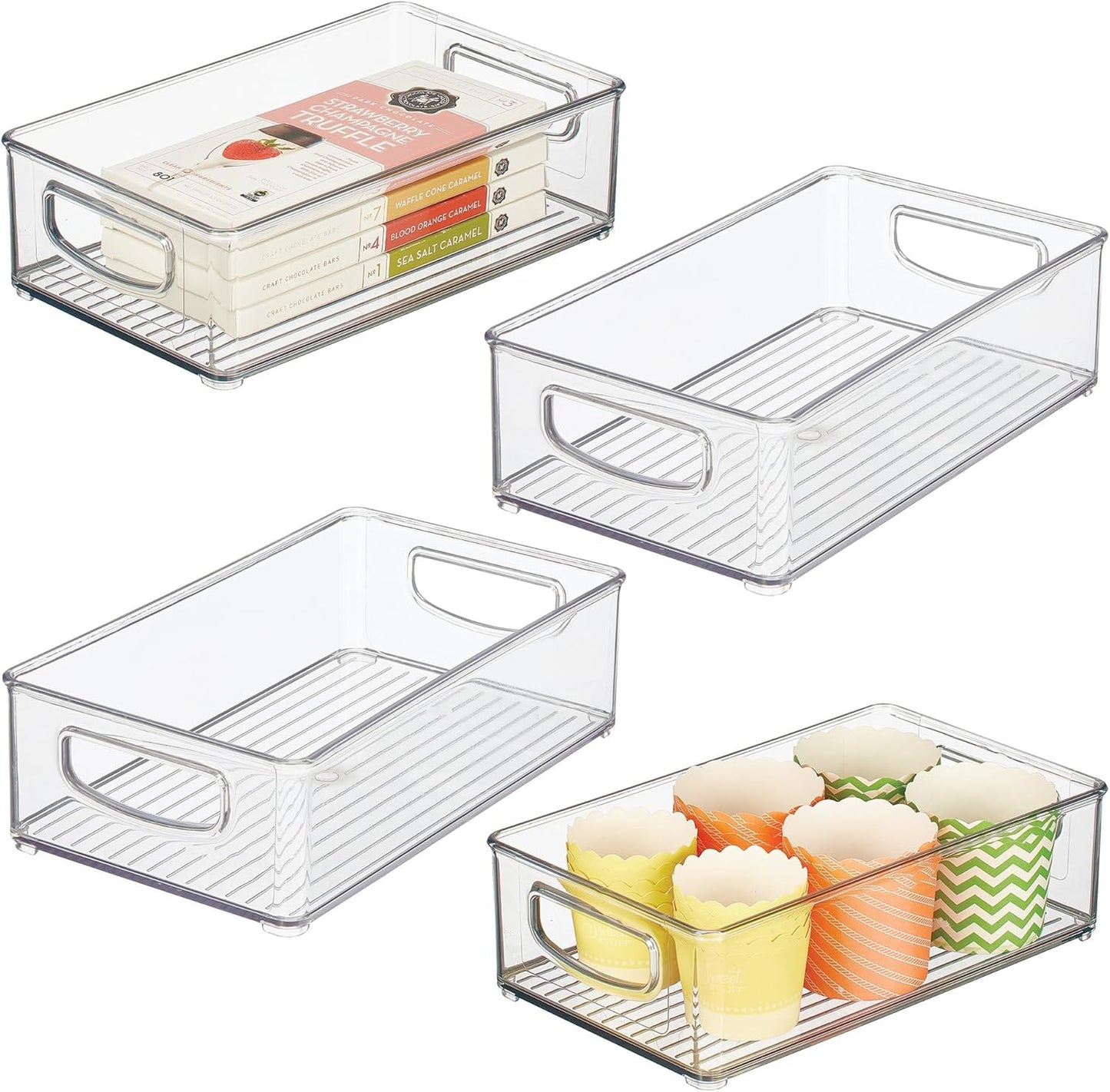Papelera apilable cocina set 4 transparente
