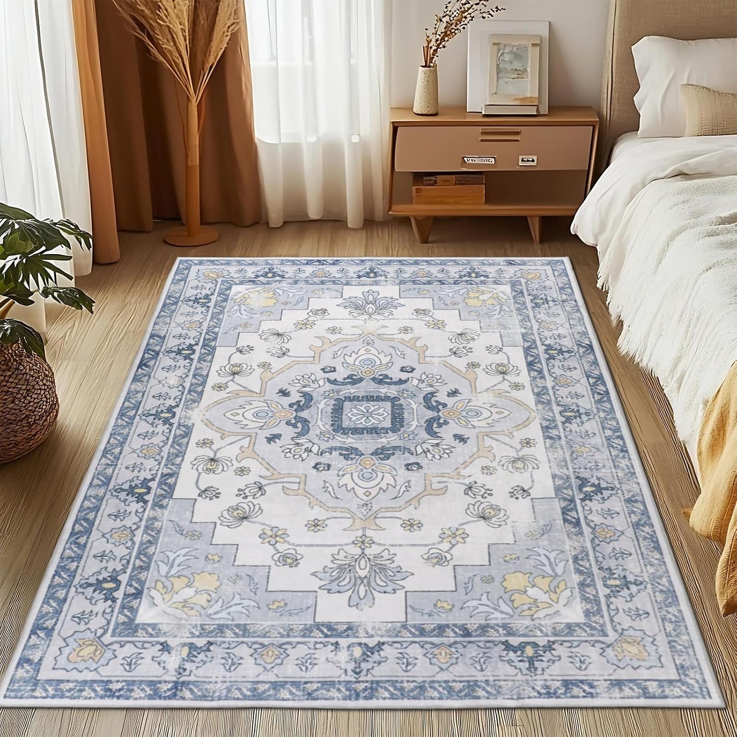 Alfombra sala 4x6ft lavable antiderrap lana sintética
