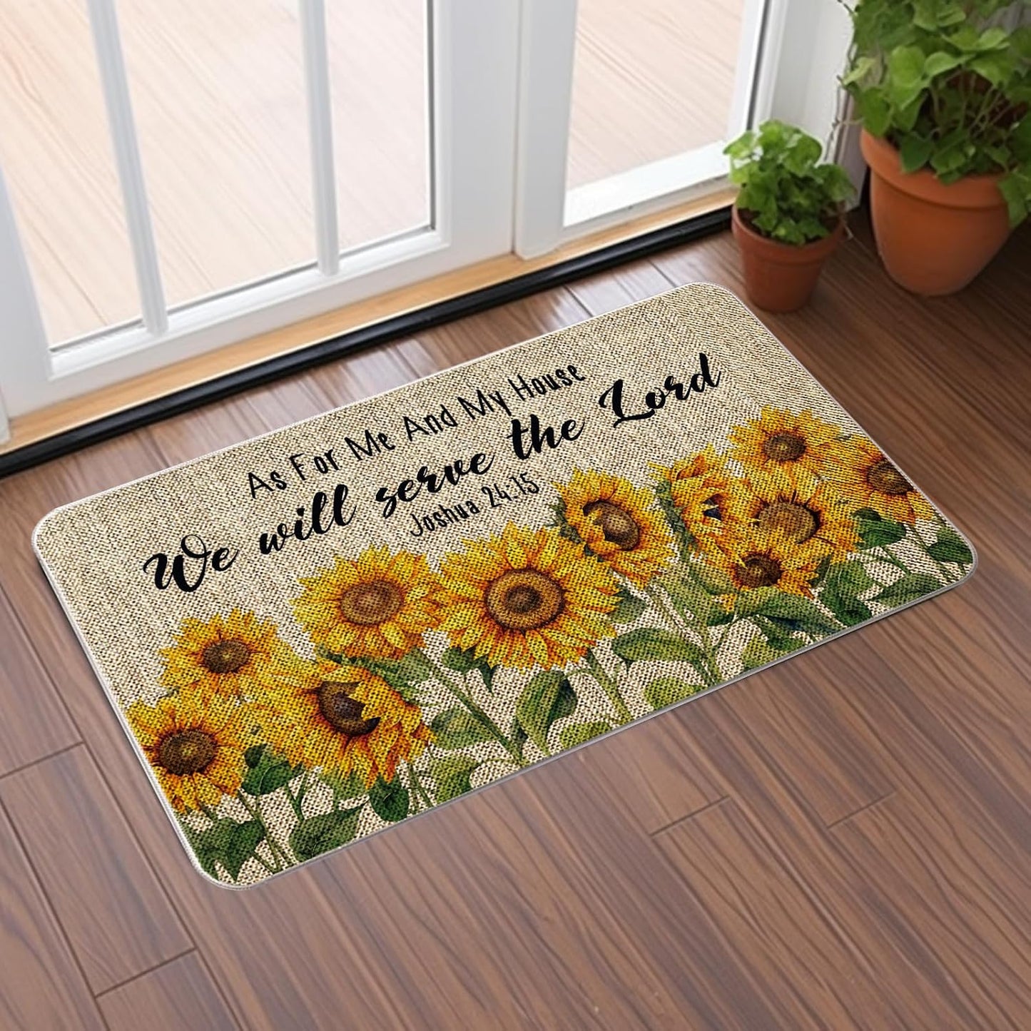 Tapete bienvenida girasoles 17x27" entrada puerta