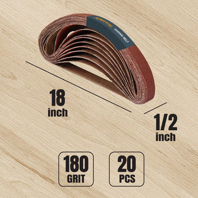 Correas lijado 1/2x18pulg 180grano aluminio 20uds