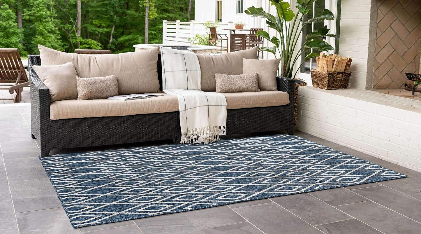 Alfombra exterior turcos e islas 2'2"x3' azul/amarillo