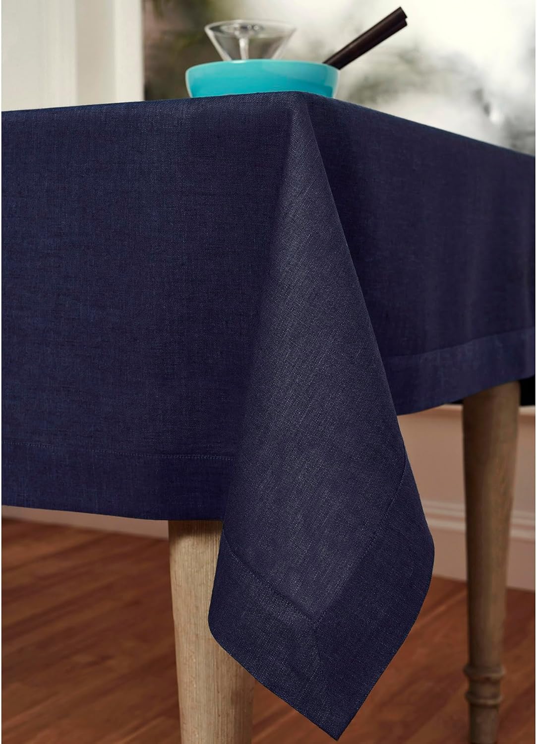 Mantel Lino 60x156pulg Azul Cambray Mesa Rectangular