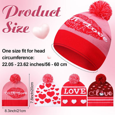 Gorro punto invierno con patrón corazón 4 pzas