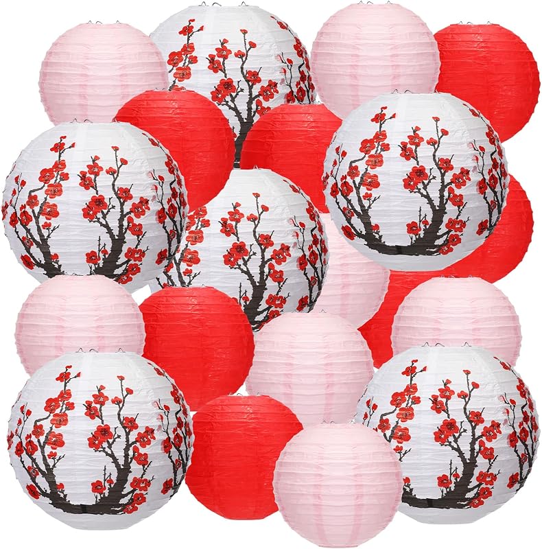 20 Linternas papel flores cerezo estilo moderno