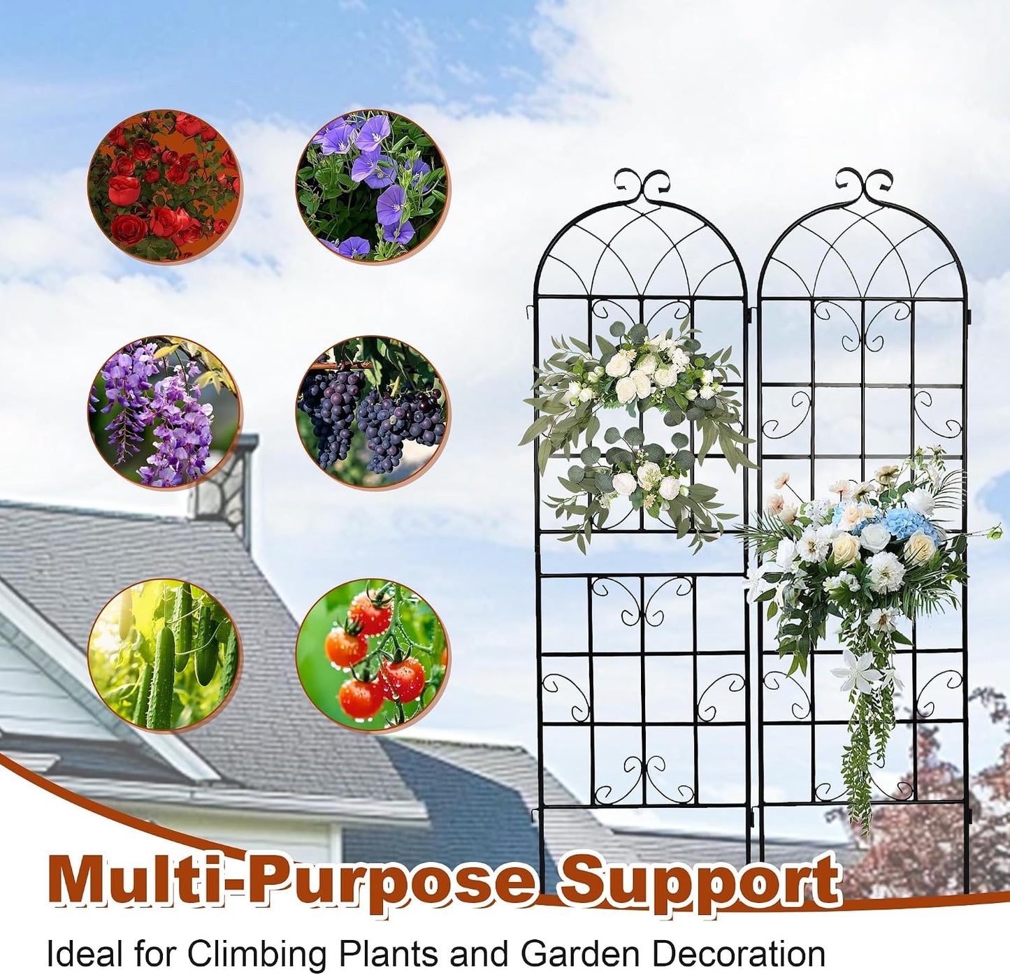 Enrejado jardín 71x20pulg set 2 metal para plantas