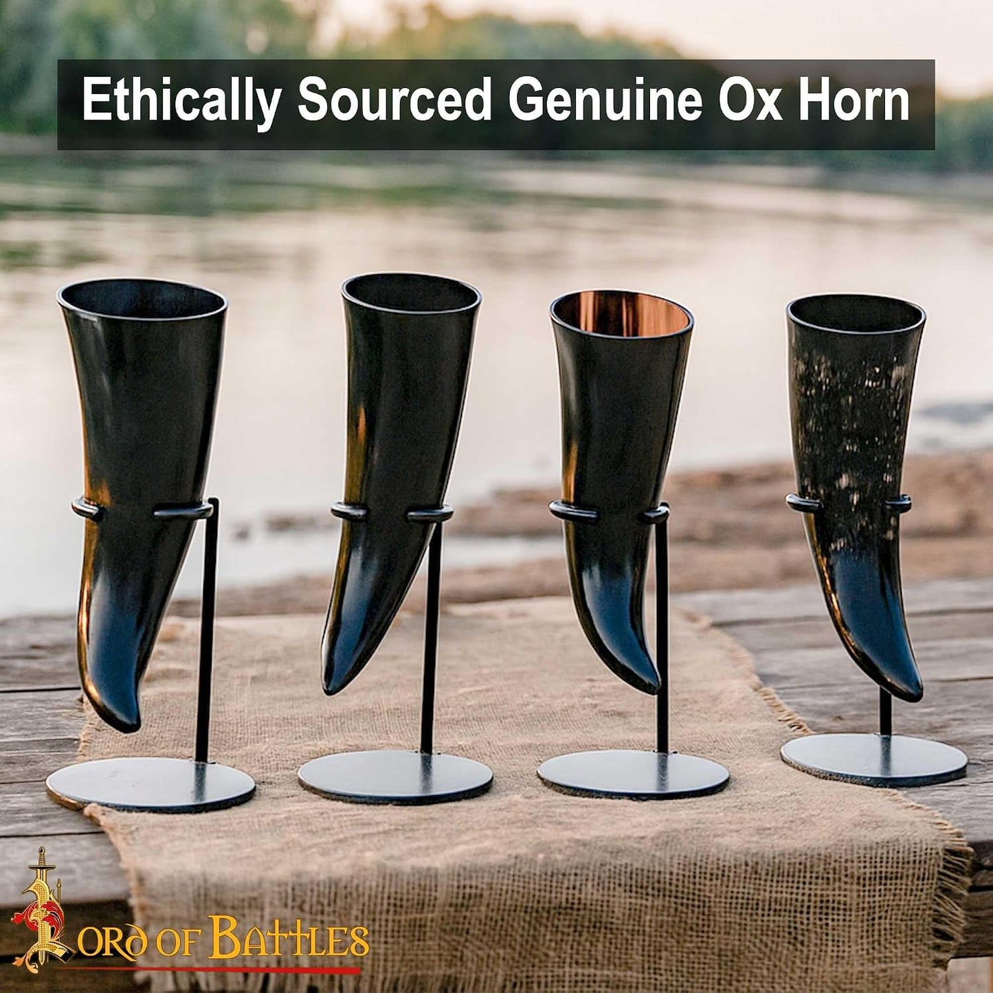 Set 4 Cuernos Vikingos de Buey para Beber 13.5oz