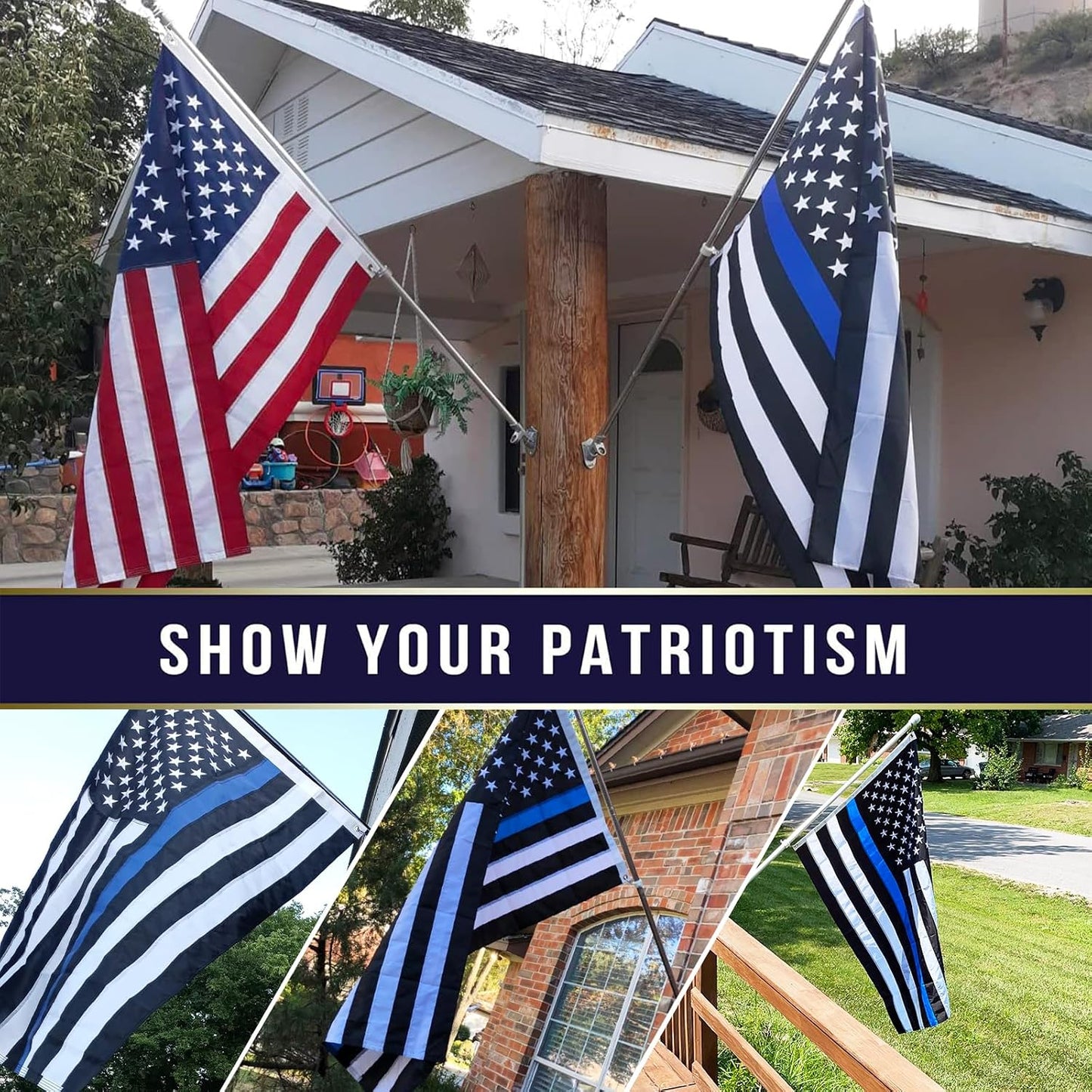 Bandera azul fina 2x3ft con ojales latón para policía