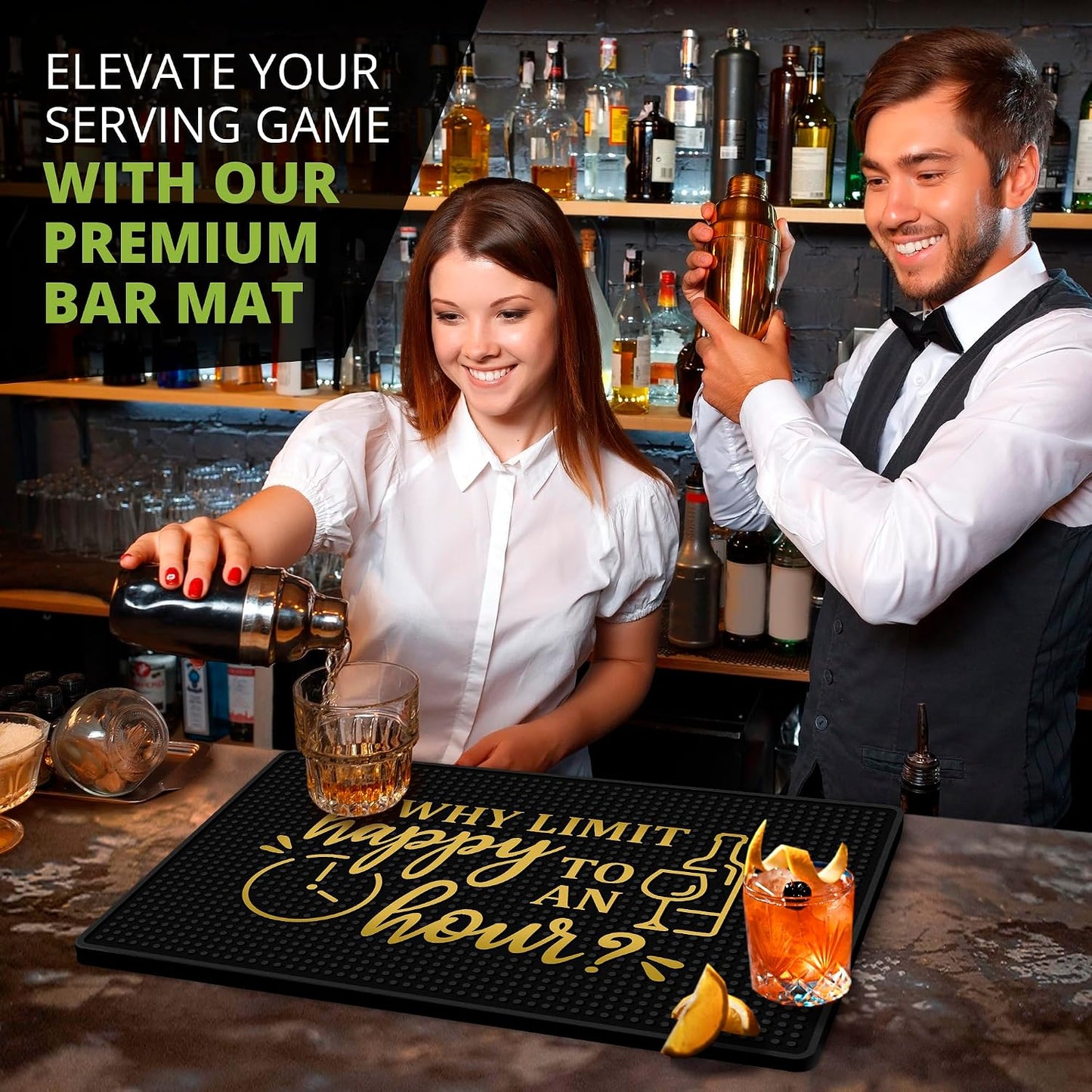Tapete bar antideslizante 18x12 pulg para bartending en casa