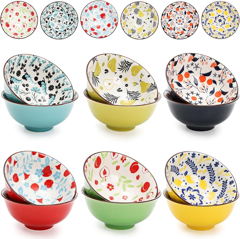 Set 12 Cuencos Cerámica 10oz Coloridos para Salsa Condimentos