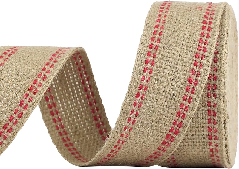 Cinta yute rojo 2pulg costuras tapicería silla 10yardas