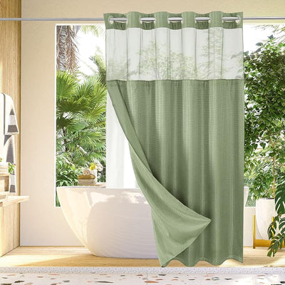 Cortina ducha tejido gofre 72x74pulg verde salvia