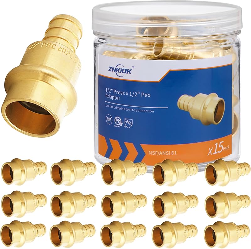 15 Adaptador Pex Prensa 1/2" Latón NSF/ANSI 61