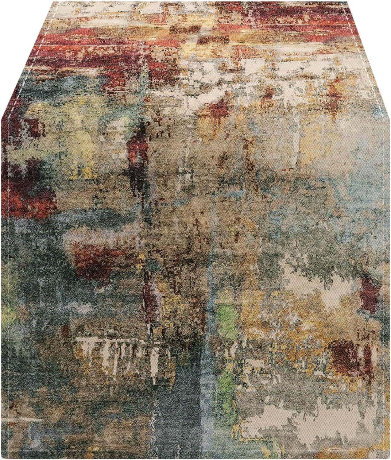 Mesa Camino Moderna Abstracta 13x36pulg Color Óxido