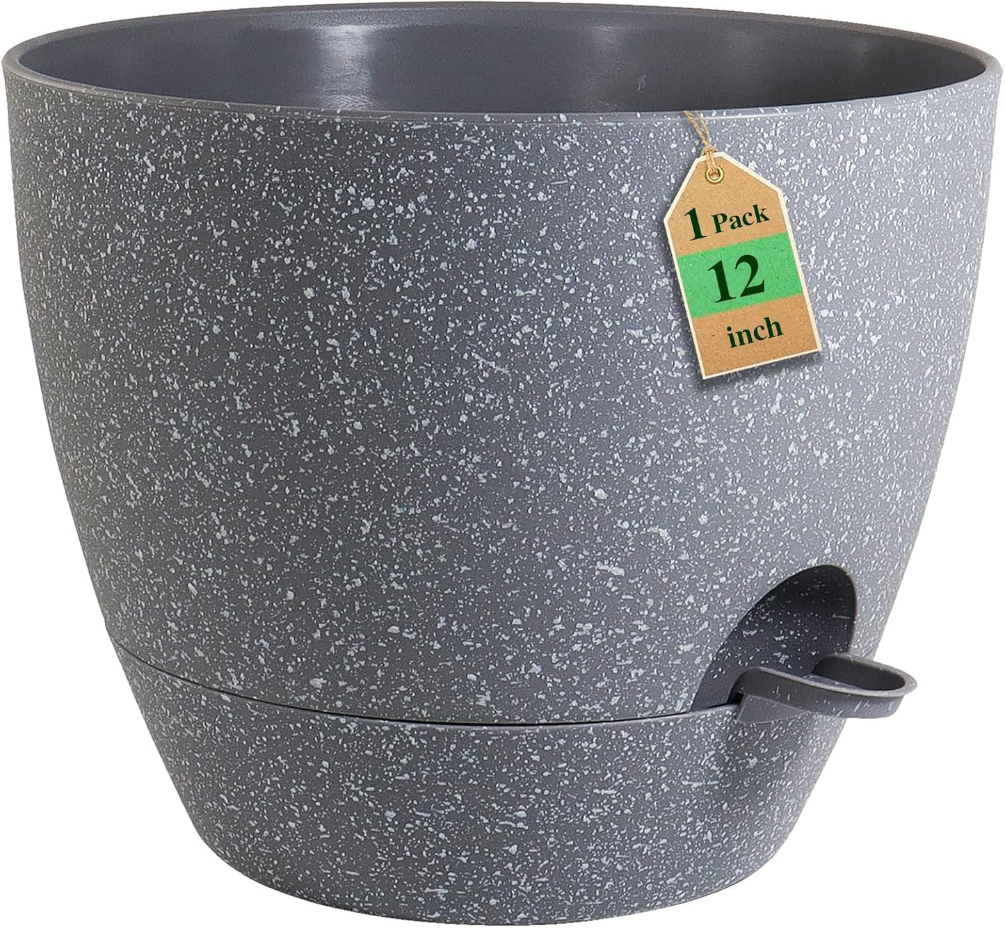 Maceta riego automático 12" plástico con drenaje