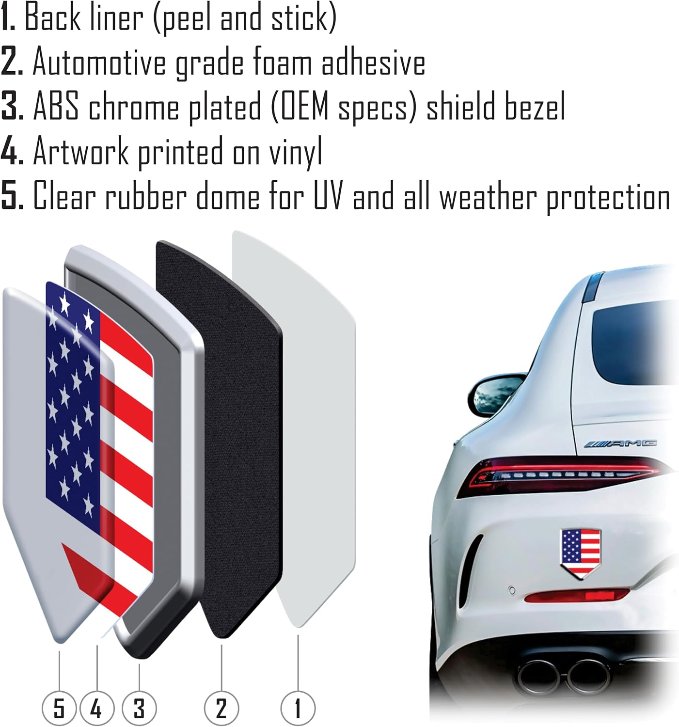 Adhesivo Chrome Police USA Bandera Azul Delgada