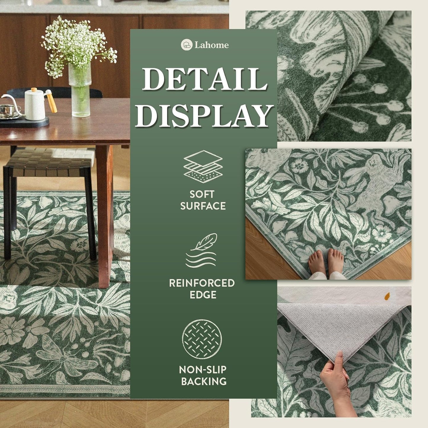 Alfombra baño 2x3ft estampado bosque color verde antiderrap