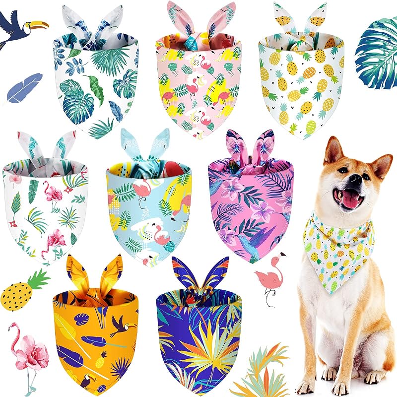 8 Bandanas Triangulares para Perros Selva Fruta Flamenco