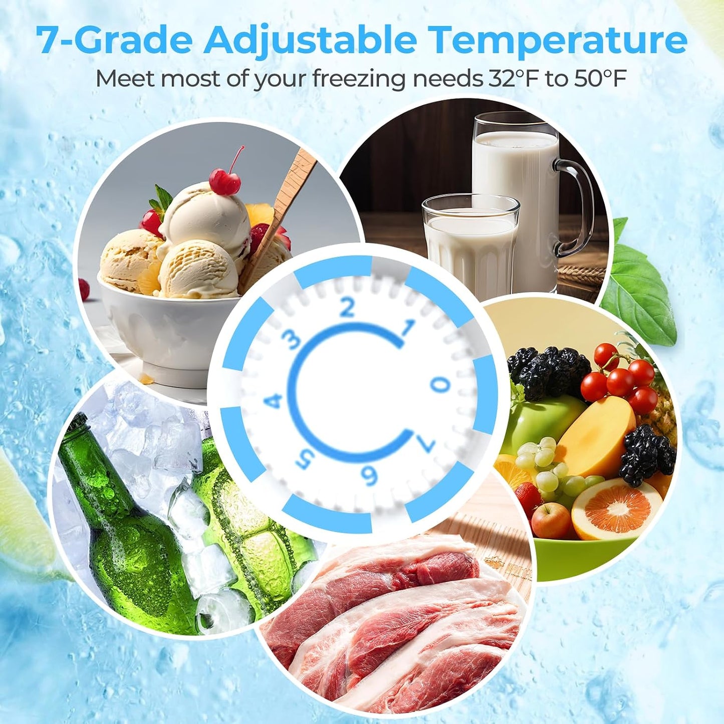 Minirefrigerador 2.56ft³ con congelador termostato ajustable