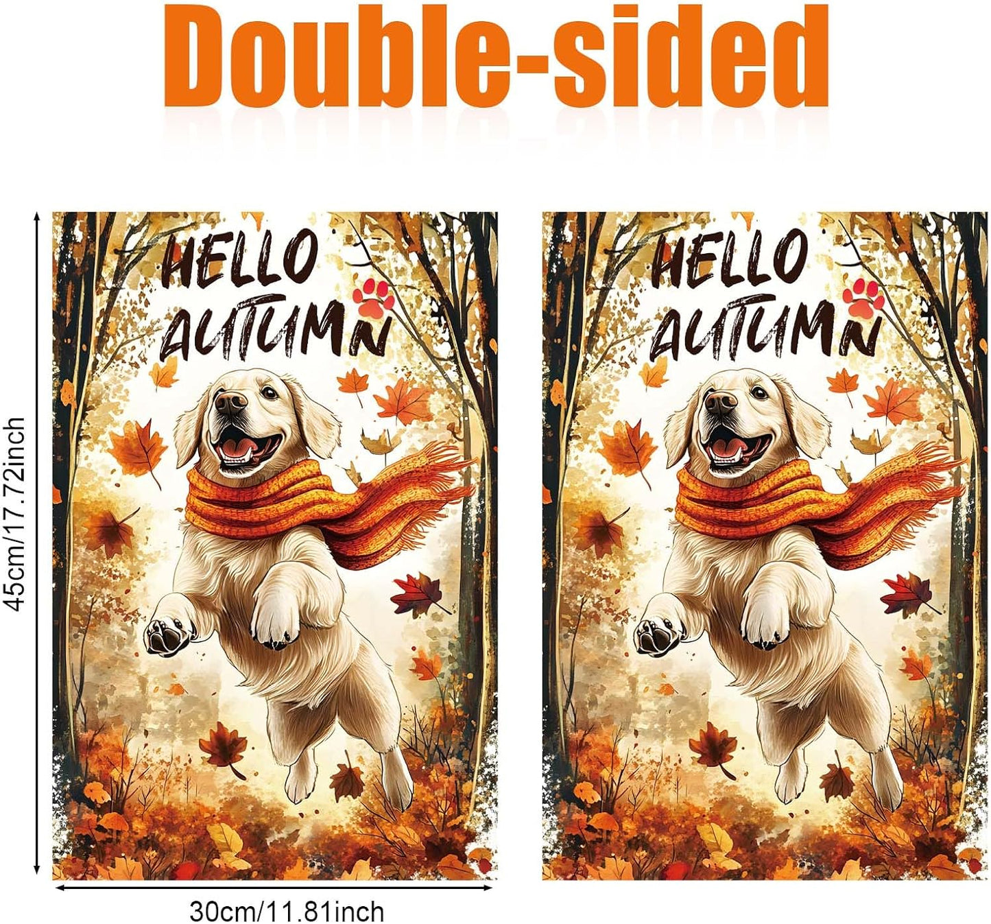 Bandera jardín doble cara otoño 18x12pulg perro decorativa
