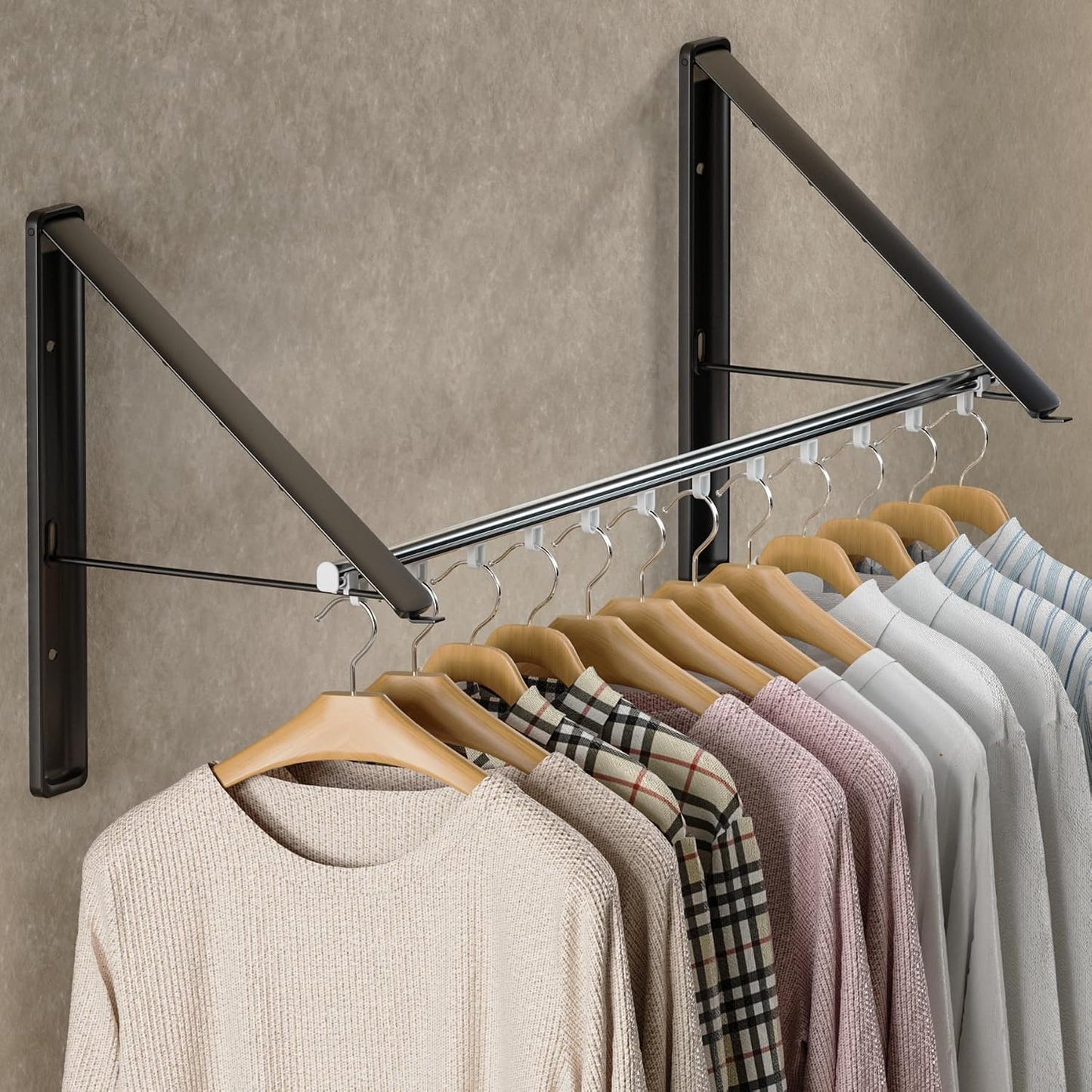 Tendedero de ropa retráctil plegable pared metal dormitorio