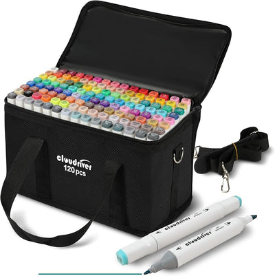 Set 120 marcadores alcohol doble punta para adultos
