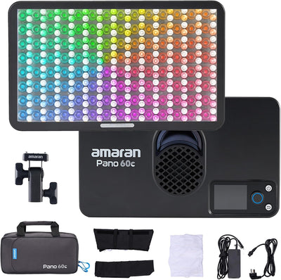 Kit luz LED RGBWW 60W para panel video 12 efectos control app USB-C