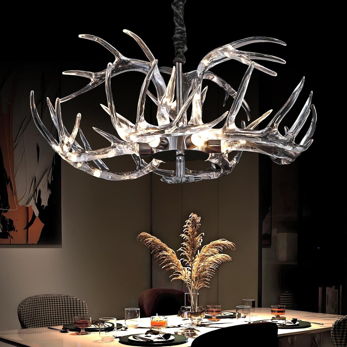Candelabro techo cornamenta acrílica luz colgante 9 luces