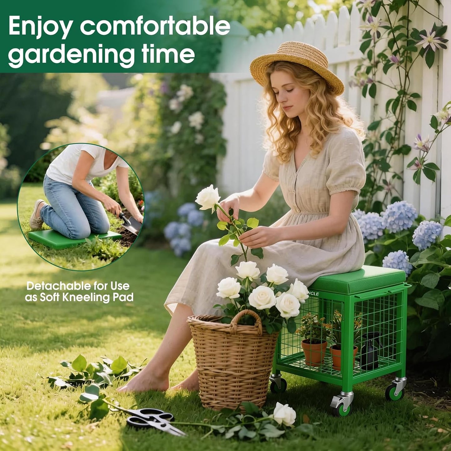 Carrito jardín con asiento 500lb ruedas para adultos