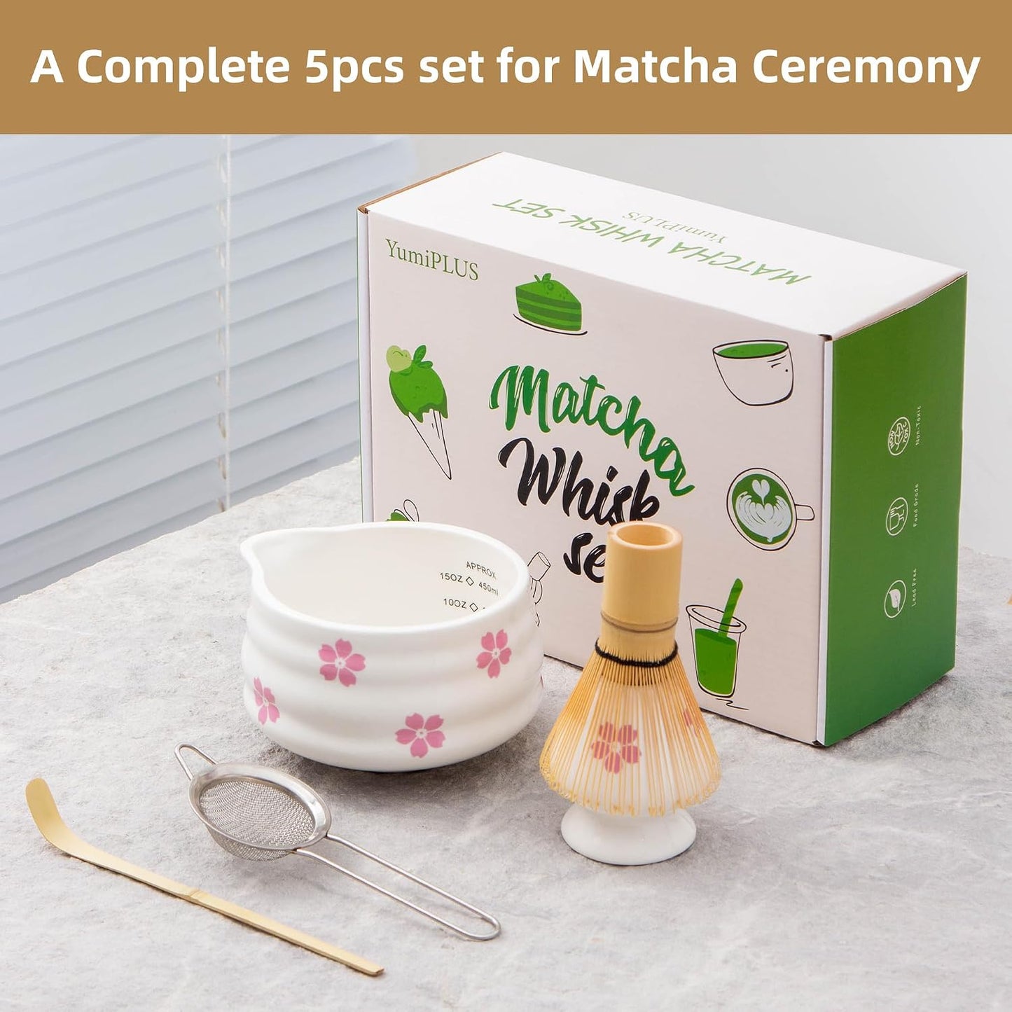 Set 5 Pzas Kit Matcha Ceremonial Cerámica Bambú