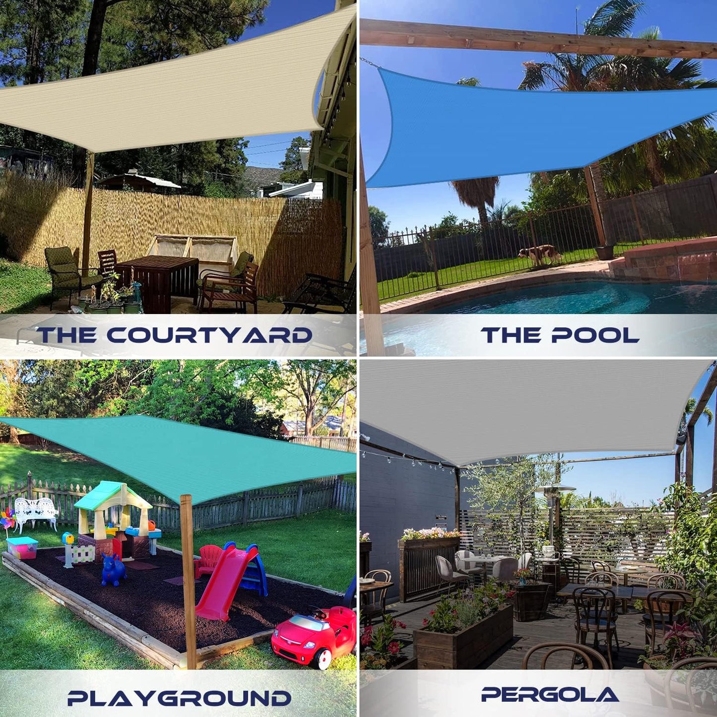 Toldo rectangular 24x24ft para patio terraza color gris