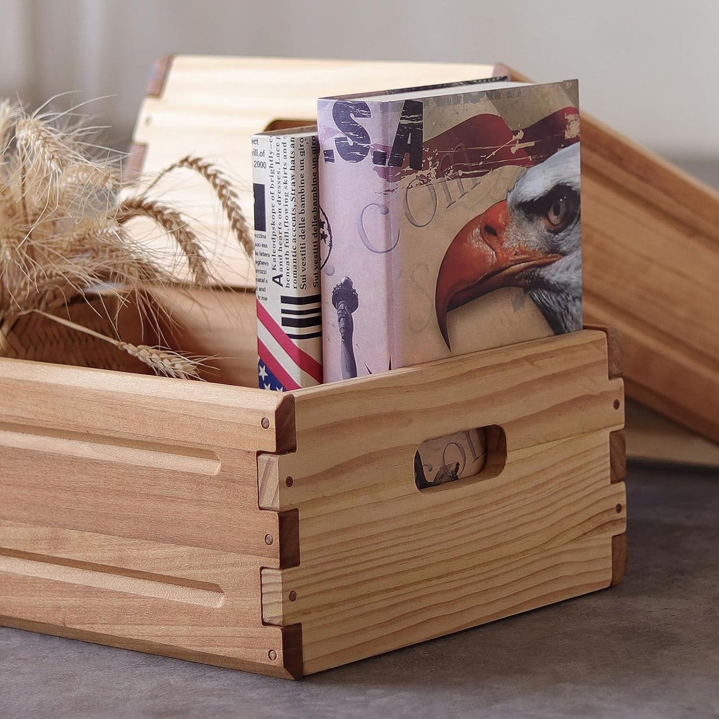 2 Cajas Madera Maciza 16x12x6.25 Estilo Granja