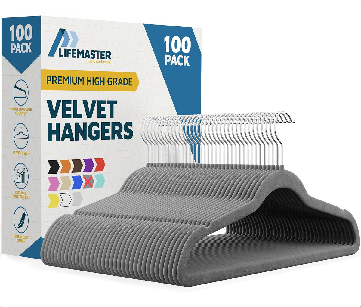 Set 100 perchas terciopelo antideslizantes con gancho 360°