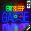 Letrero neón EAT SLEEP GAME con luz nocturna para niños azul