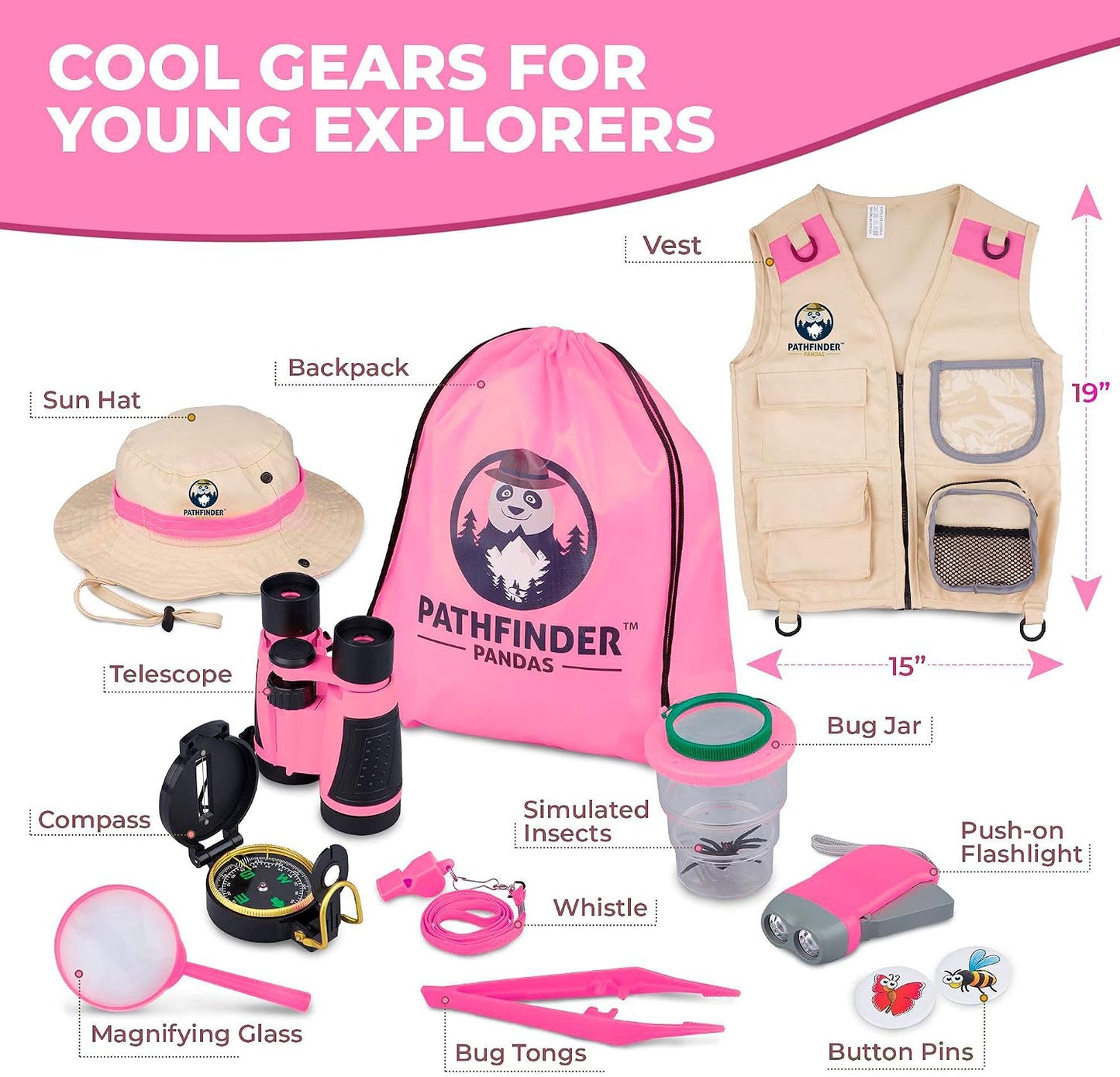 Kit explorador niños chaleco safari sombrero 3-7 años