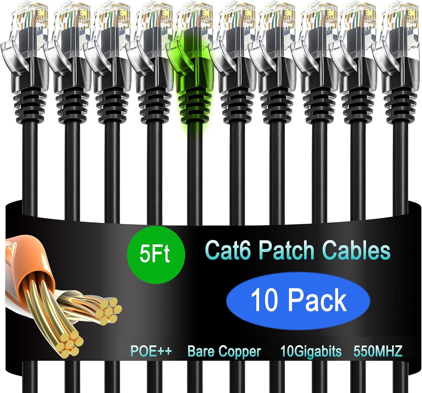 Cable Ethernet Cat6 1.5m pack 10 para datos y red doméstica