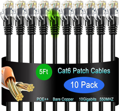 Cable Ethernet Cat6 1.5m pack 10 para datos y red doméstica