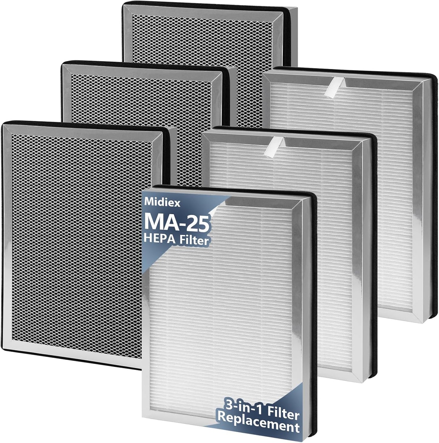 6 Filtros MA25 Repuesto Purificador H13 HEPA Carbón Activo