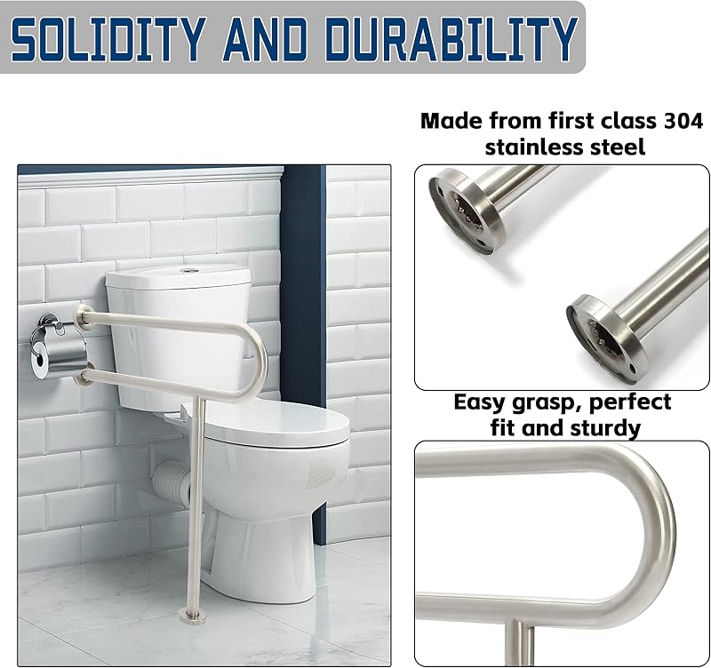 Barras agarre acero inox 304 para baño discapacitados 24x30"