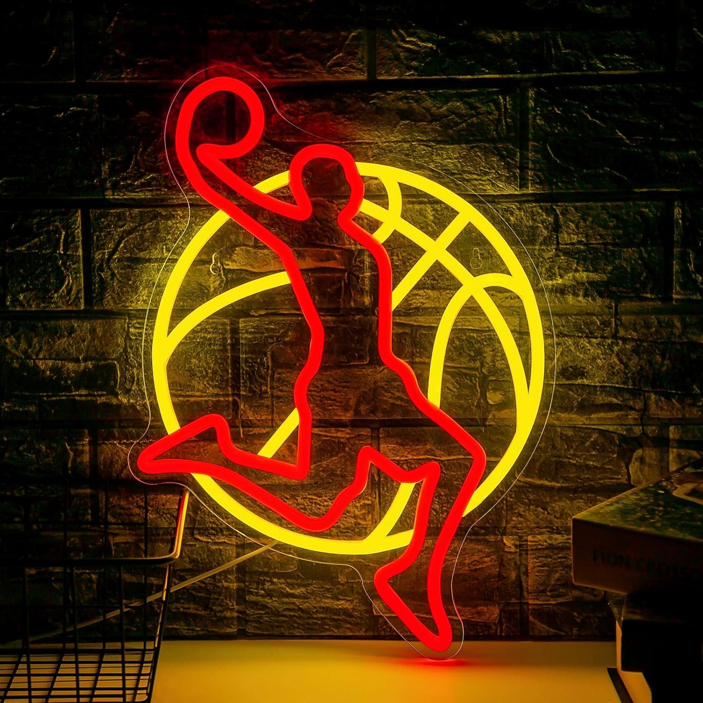 Letrero neón baloncesto luz led regulable para dormitorio