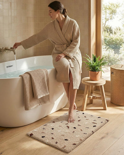 Alfombra baño antideslizante microfibra gruesa caqui 20x32